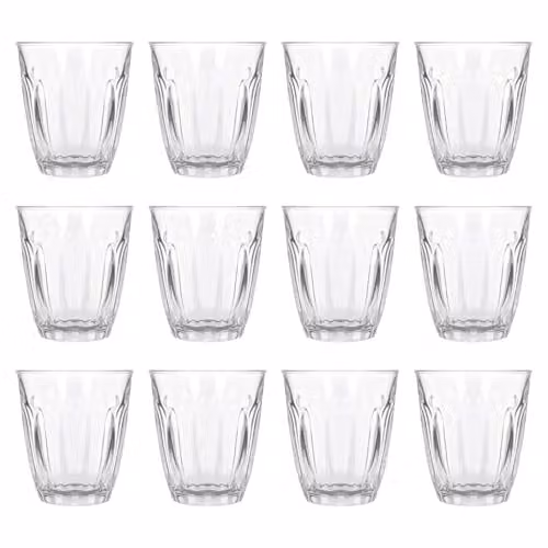 Argon Tableware Set of 12 Transparent Geometric Fluted Glass Espresso Tumblers, 100 ml