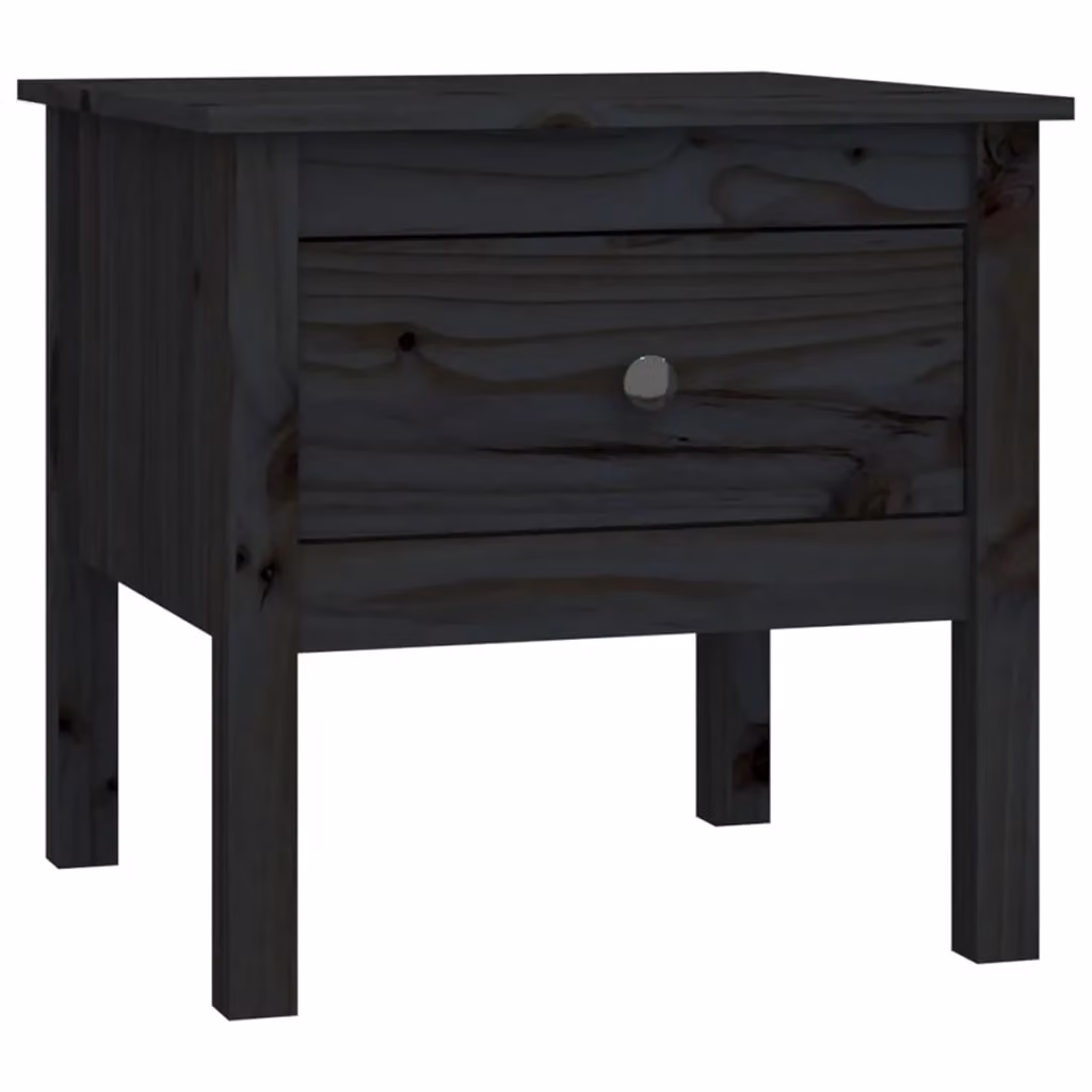 Berkfield Home Black Solid Pine Wood Side Table W/D/H: 50 x 50 x 49 cm – 2
