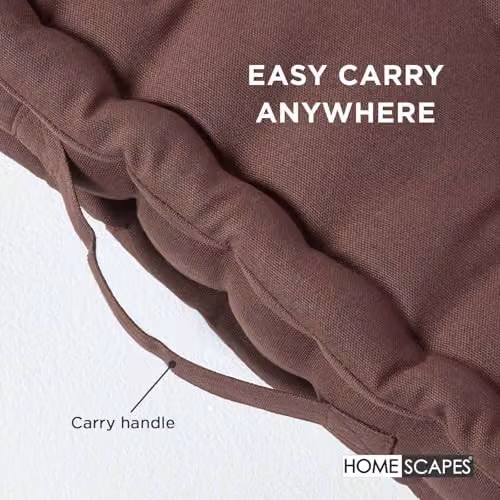 HOMESCAPES Luxury Cotton Floor Cushion, Chocolate Brown, W/D/H: 50 x 50 x 10 cm – 2