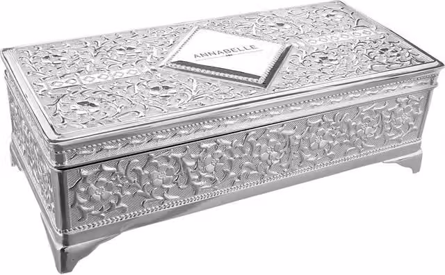 Personalised Memento Company Women's Classic Antique Silver Plated Jewellery Box in Metallic Silver – 1