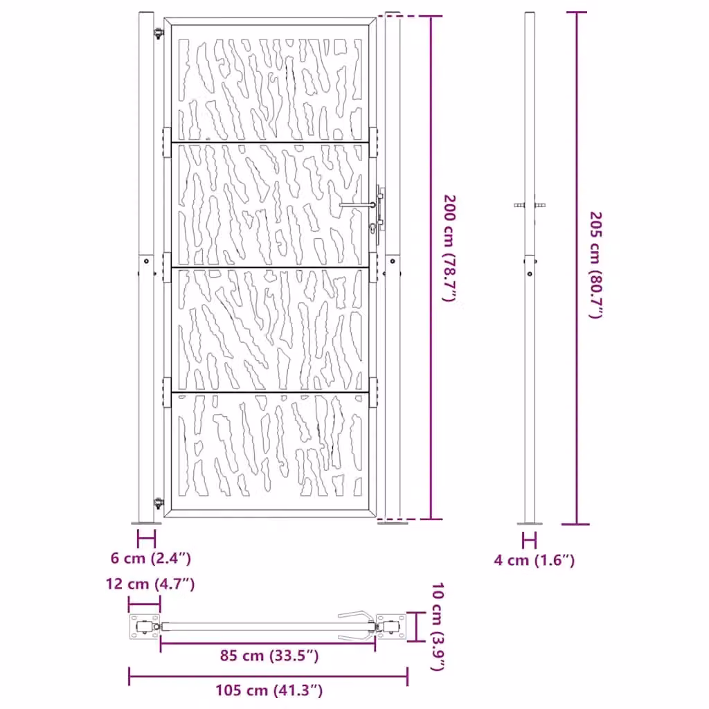 Berkfield Home Black Steel Garden Gate, W: 105 cm, H: 205 cm – 5