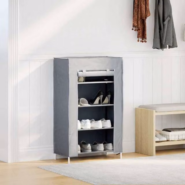 Berkfield Home Grey Roll Shutter Shoe Cabinet, W: 60.5 cm, D: 30 cm, H: 97 cm – 1