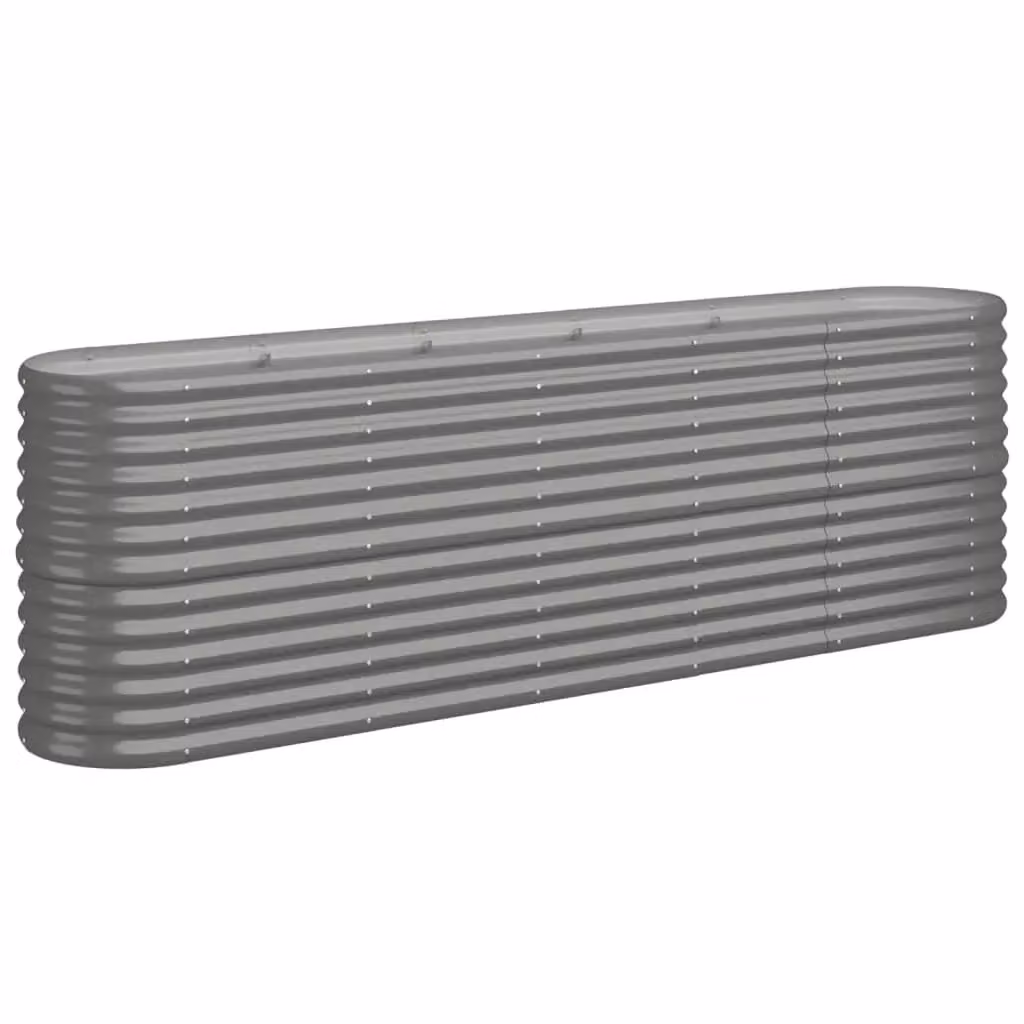 Berkfield Home Garden Grey Powder-coated Steel Raised Bed W/D/H: 224 x 40 x 68 cm – 2