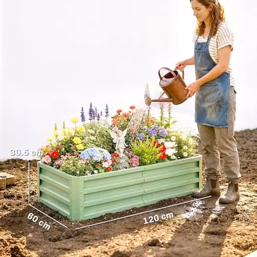 Outsunny 216L Raised Garden Bed in Green, W/D/H: 120 x 60 x 30.5 cm – 6