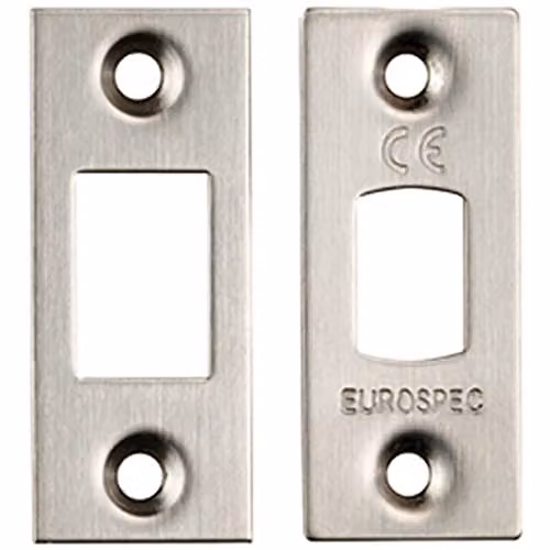 Loops Forend Strike and Fixing Pack for Tubular Deadbolts in Satin Stainless Steel Silver