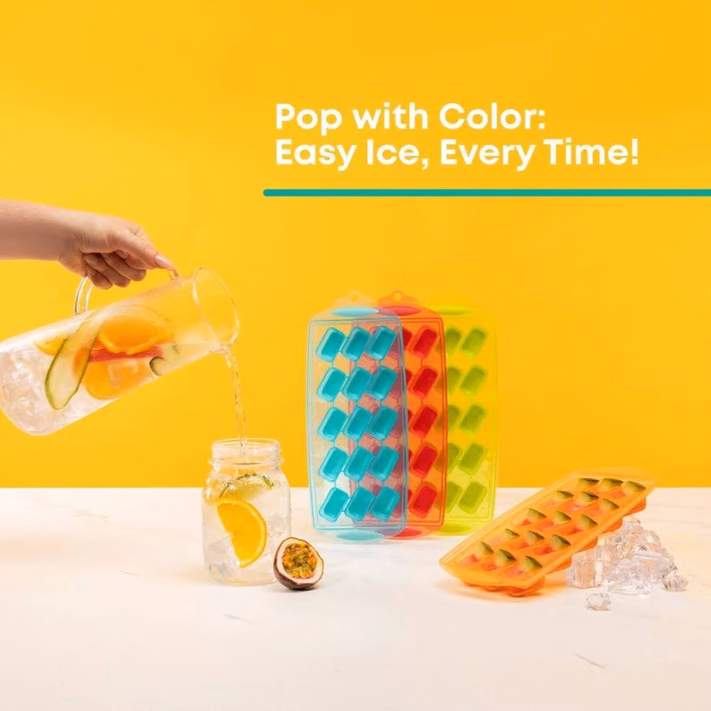 Fineway 4 Pack Multicolour Silicone Ice Cube Trays – 2