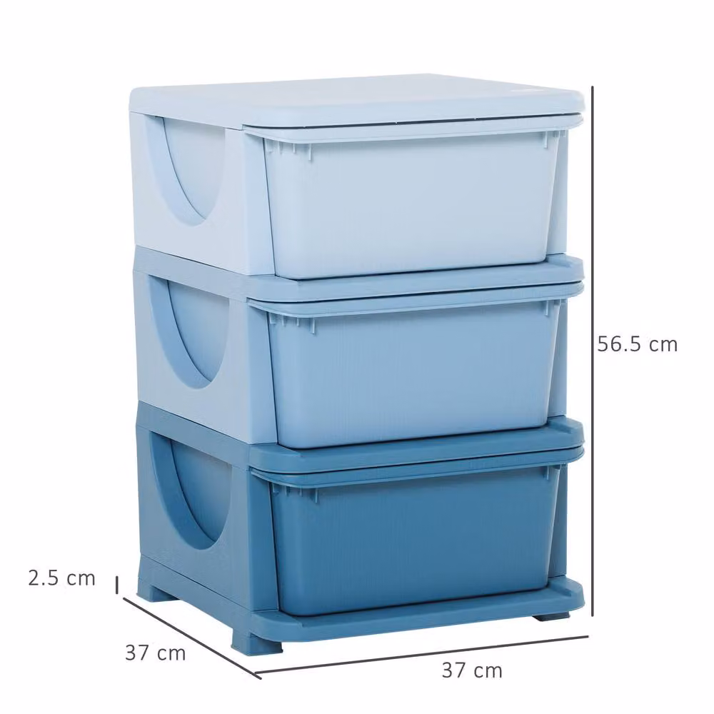 STILVORA 3 Drawer Chest of Drawers with Feet in Blue – 3