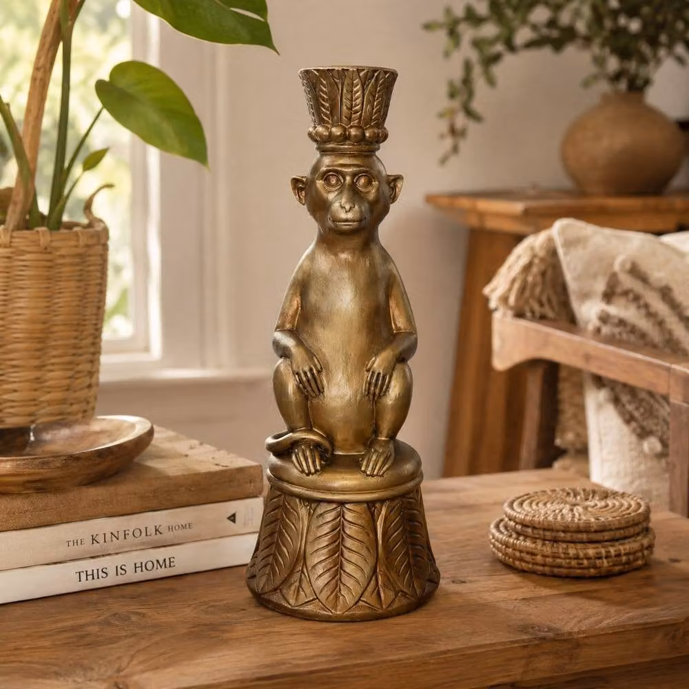 Gifts Direct 2 U Metallic Copper and Bronze Monkey Candle Holder for Taper or Pillar Candles – 4