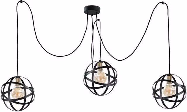 Netlighting Pola Cluster Pendant Ceiling Light in Black and Gold with 3x E27 Sockets