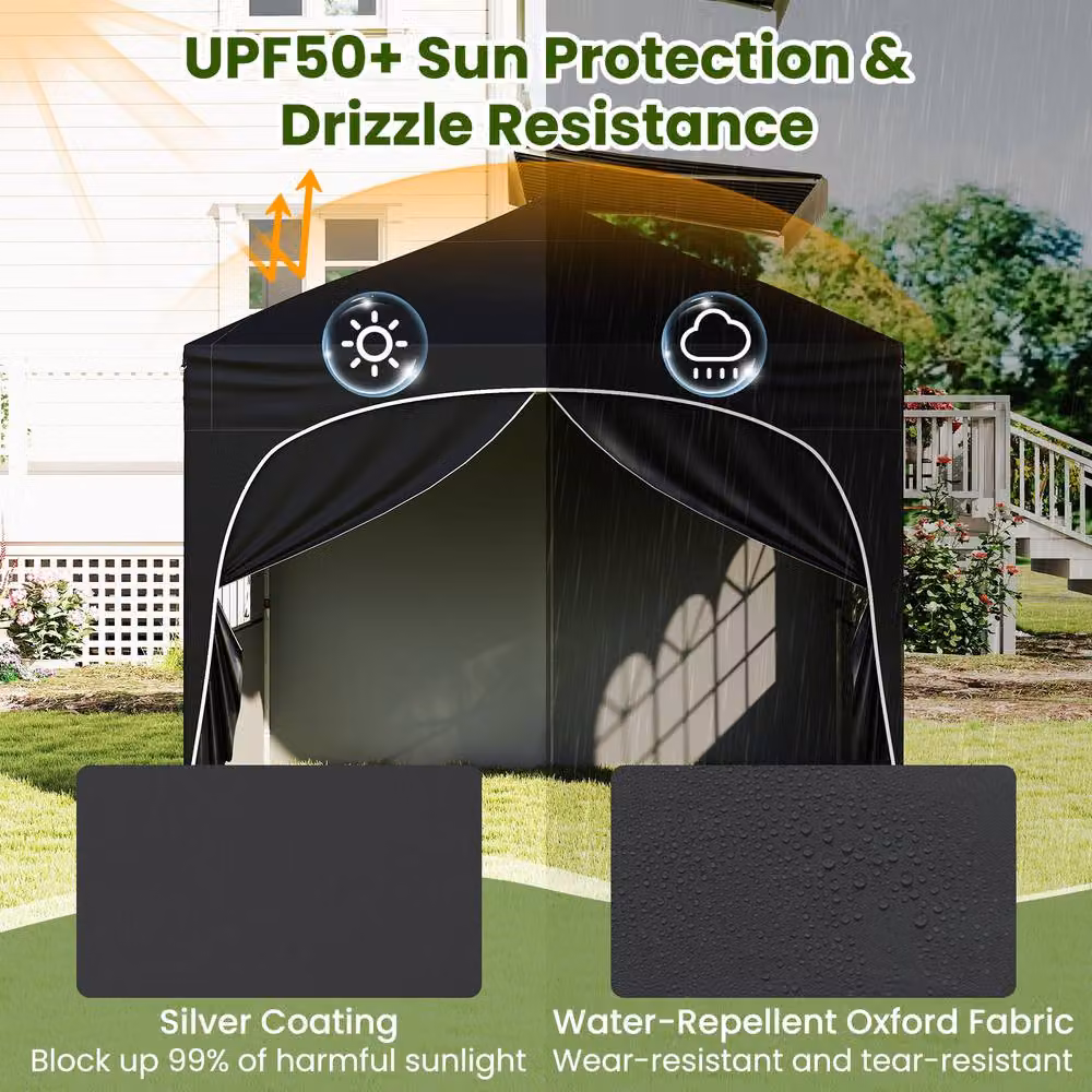 Costway Pop up Canopy Tent Portable Foldable Beach Sun Shelter in Black and Silver, W: 300 cm, D: 300 cm, H: 286 cm – 4