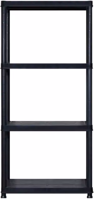 Berkfield 4-Tier Black Plastic Home Storage Shelf, H: 130 cm, W: 130 cm, D: 30.5 cm