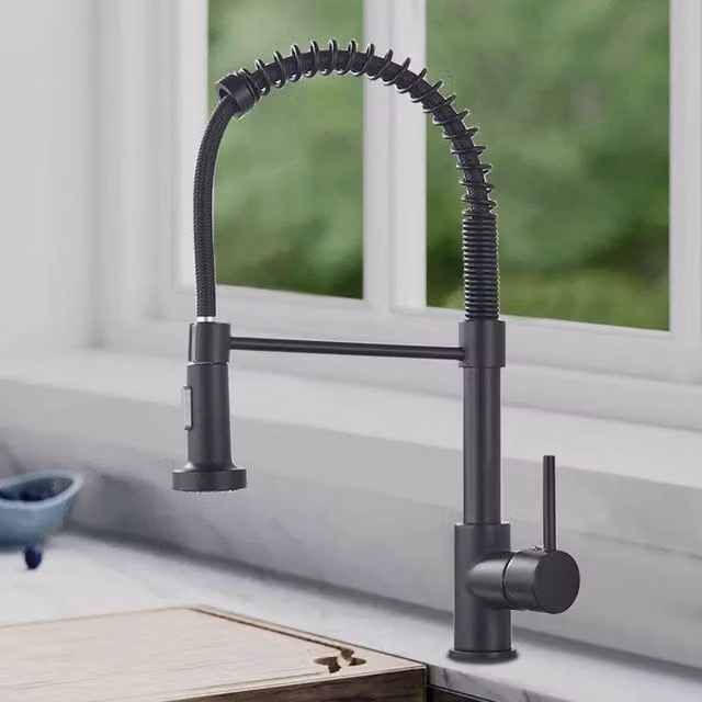 EONLION Single Lever Pull Down Sprayer Mixer Tap in Matt Black – 1