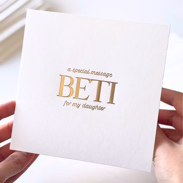 Peacock Supplies Luxury Beti Daughter Special Message Card in White and Gold