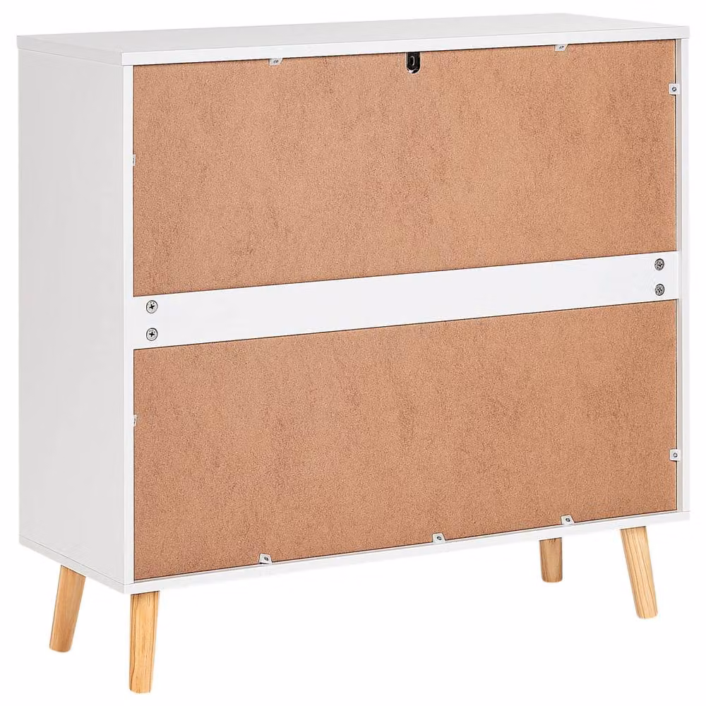 Wyld and Coco 3-Drawer White MDF Chest with Pine Legs and Cloud Handles – 2