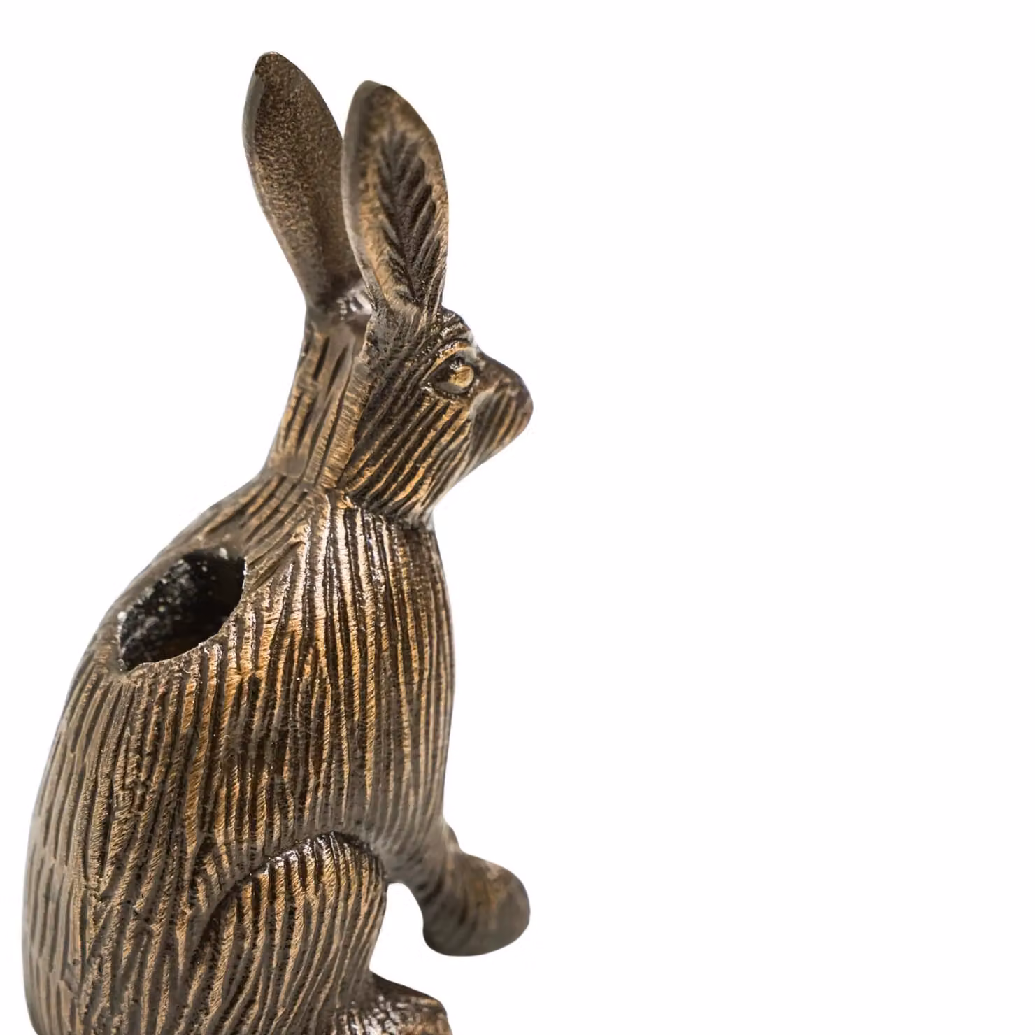 Ivyline Cast Aluminium Hare Candle Holder in Gold, H18 x W10 cm – 3