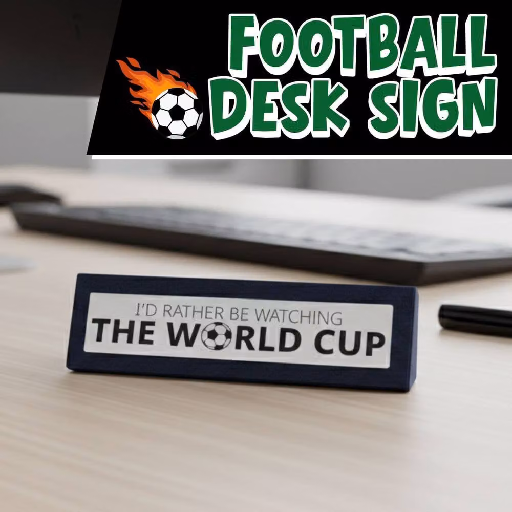 Boxer Gifts Multicolour Wooden Tabletop Desk Sign with I'd Rather be Watching the World Cup Text – 2