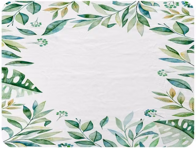 Benjamin Tate Design Light Botanical Leaves Fleece Blanket in Green and Beige, W/D/H: 120 x 150 cm – 2