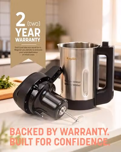 Keplin 3-in-1 Soup Maker and Blender in Silver with 1.2 l Capacity, Stainless Steel Finish and Keep Warm Function – 6