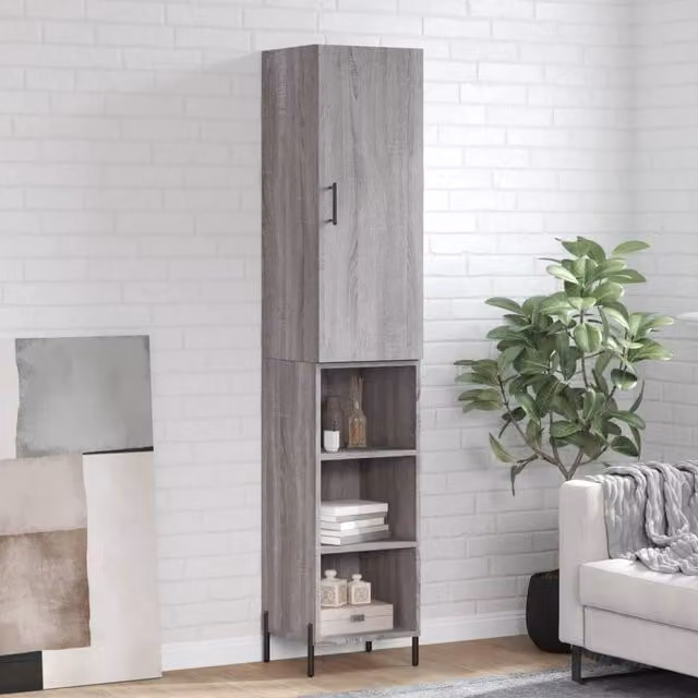 Berkfield Home Grey Sonoma Highboard W/D/H: 34.5 x 34 x 180 cm