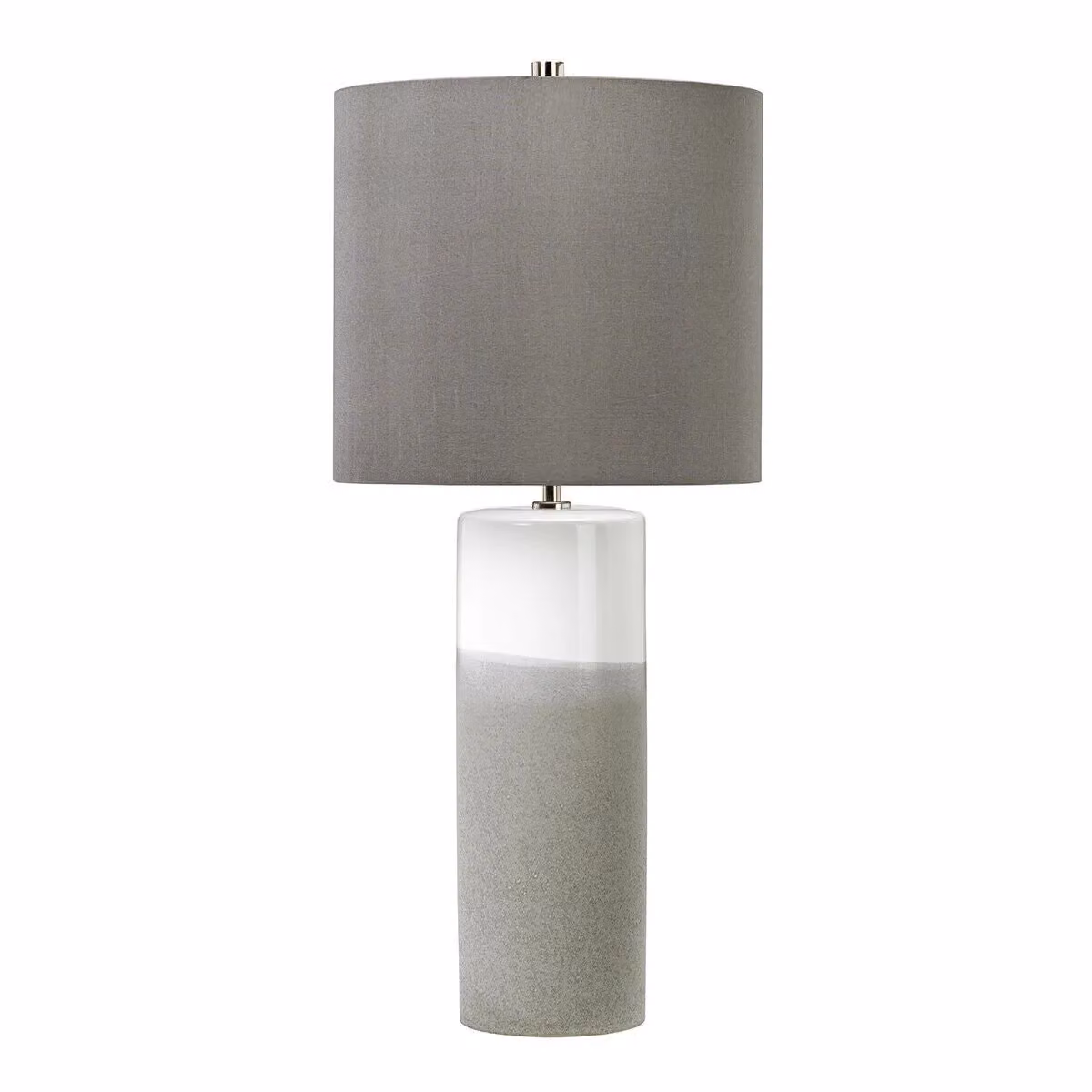 Loops Ceramic Table Lamp with Grey Fabric Shade, White and Grey – 2