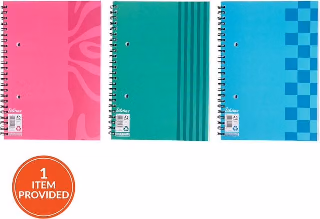 Silvine A5 Wiro Soft Notebook, Lined, Multicolour