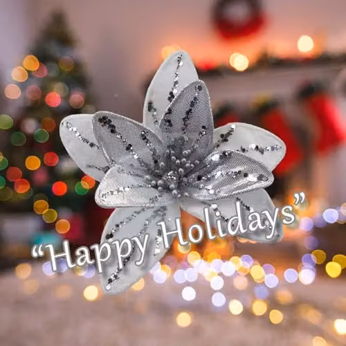 VFM e-Store White Velvet Floral Christmas Decoration W: 12 cm, H: 6 cm – 3