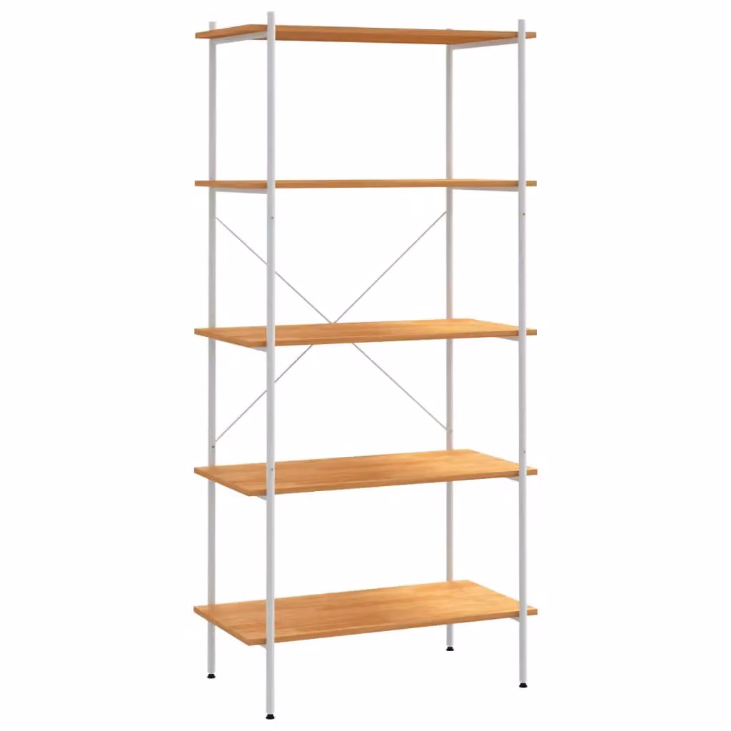 Berkfield Home 5-Tier Scandinavian Shelving Unit in White and Oak, W/D/H: 80 x 40 x 163 cm – 2