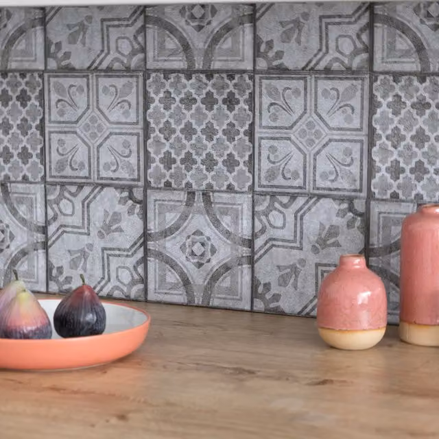d-c-fix Grey Moroccan Style Geometric Self Adhesive Wall Tiles for Kitchen and Bathroom