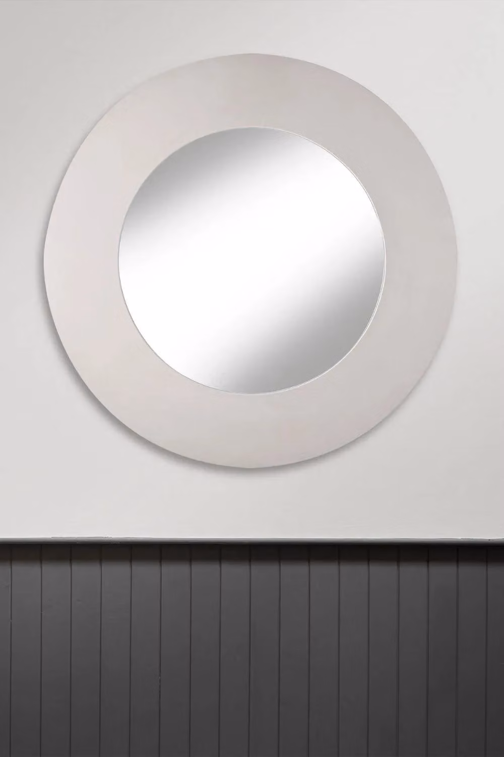 Nielsen Design Modern Round Wooden Wall Mirror in Light Grey, Diameter: 90 cm – 2