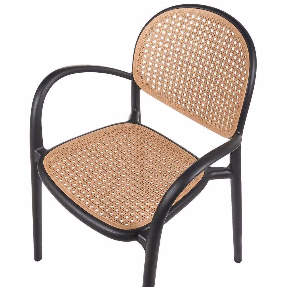 Wyld and Coco Retro Black Matt Plastic Garden Dining Chairs Set of 2 – 3