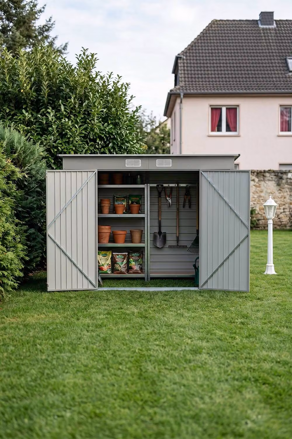Living and Home Grey Metal Outdoor Storage Shed – 2