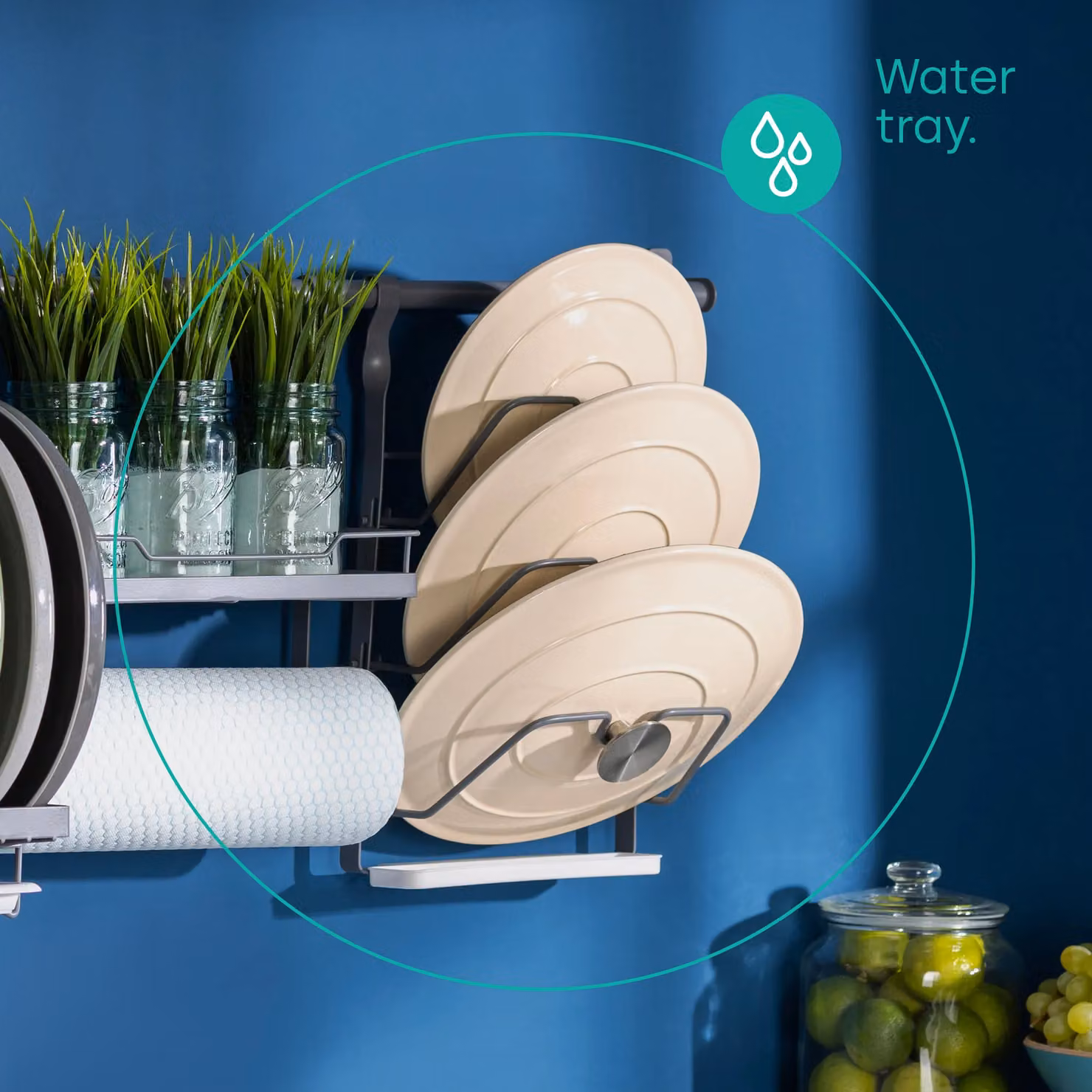 LIVIVO Modular Collection Wall-Mounted Dish Drainer Rack and Kitchen Storage Organiser in Grey – 3
