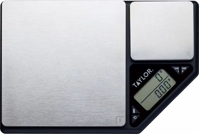 Taylor Dual Platform Digital Kitchen Scale in Black and Silver with Stainless Steel Finish and 5kg Capacity – 7