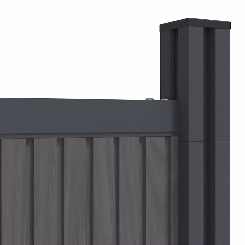Berkfield Home WPC and Aluminium Fence Panel, Grey, H: 186 cm, W: 180 cm – 4