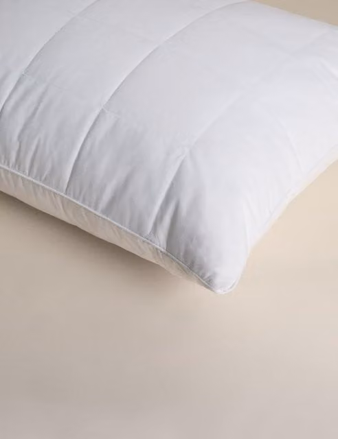 Sleep Solutions Goose Down and Feather Medium Pillow, White, Cotton Cover
