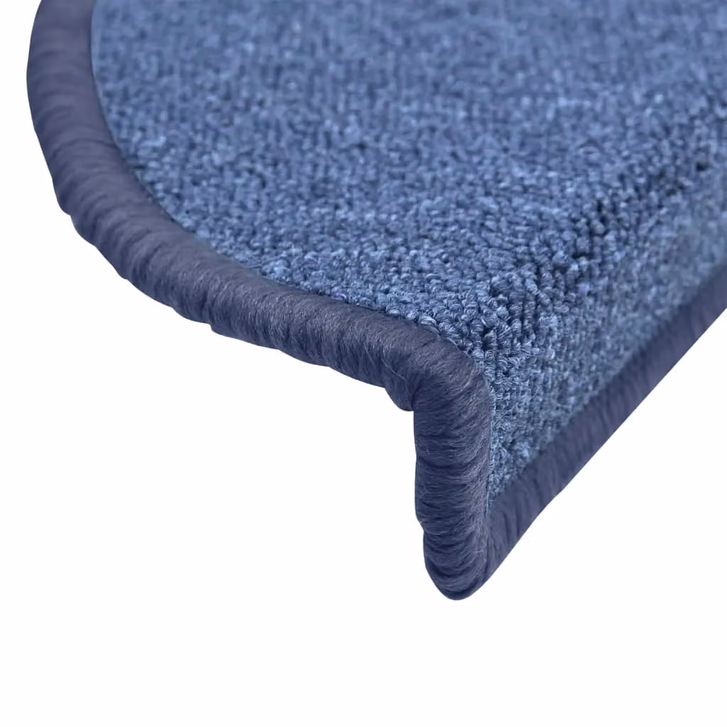 Berkfield Home Self-Adhesive Carpet Stair Treads, 15 Pieces, Blue, W: 56 cm, D: 17 cm, H: 3 cm – 4