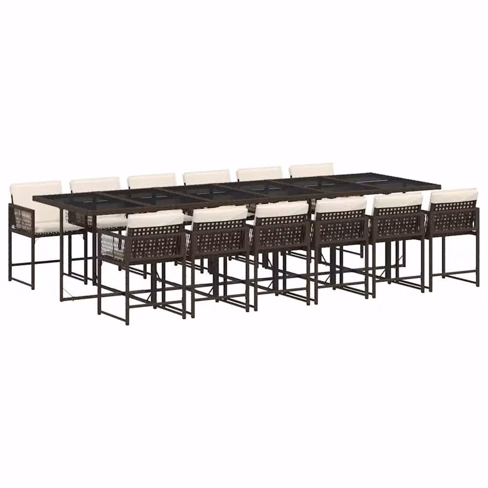 Berkfield Home 13 Piece Brown Poly Rattan Garden Dining Set with Cushions – 2
