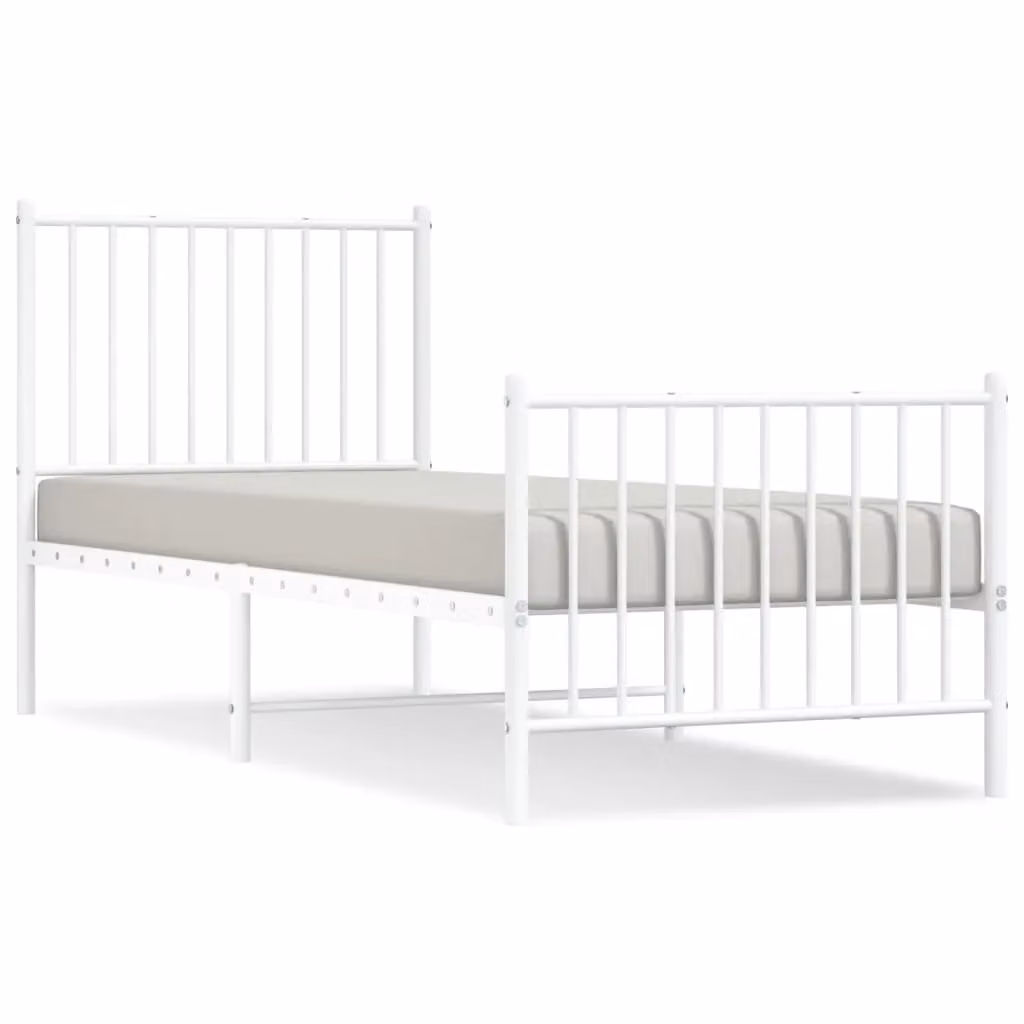 Berkfield Home Metal Bed Frame with Headboard and Footboard, White, W: 80 cm, L: 200 cm – 2
