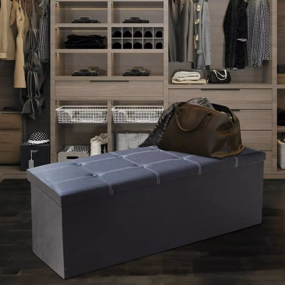 BARGAINS-GALORE Large Triple Black Faux Leather Ottoman Bench Stool and Footrest – 2
