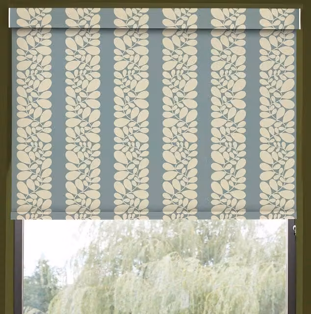 Orla Kiely Sycamore Stripe Blackout Made To Measure Roller Blind in Duck Egg Blue
