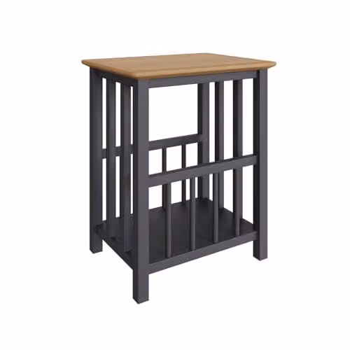 FWStyle Oak Magazine Rack Table in Graphite Blue, H55 x W45 x D35 cm – 1