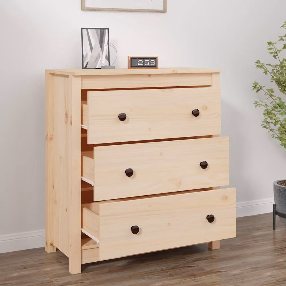 Berkfield Home Rustic Solid Wood Pine Sideboard in Beige, W/D/H: 70 x 35 x 80 cm – 1
