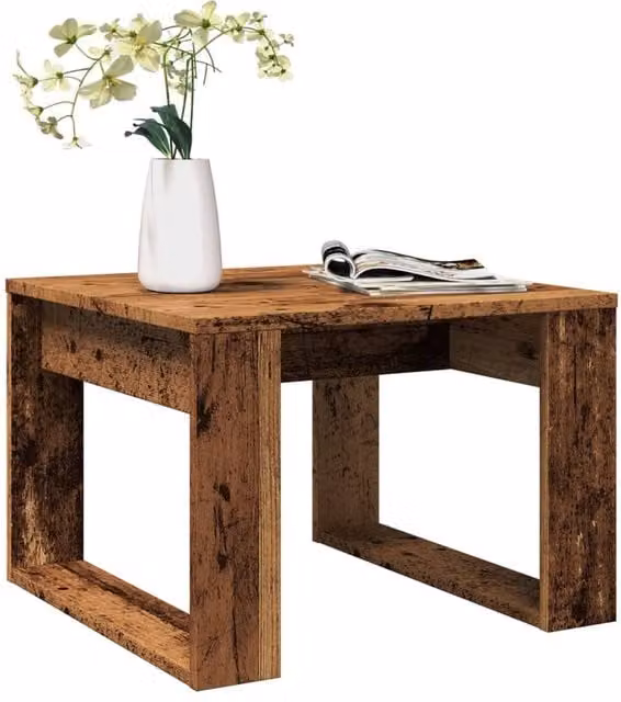 Berkfield Home Old Wood Side Table in Brown, W/D/H: 50 x 50 x 35 cm