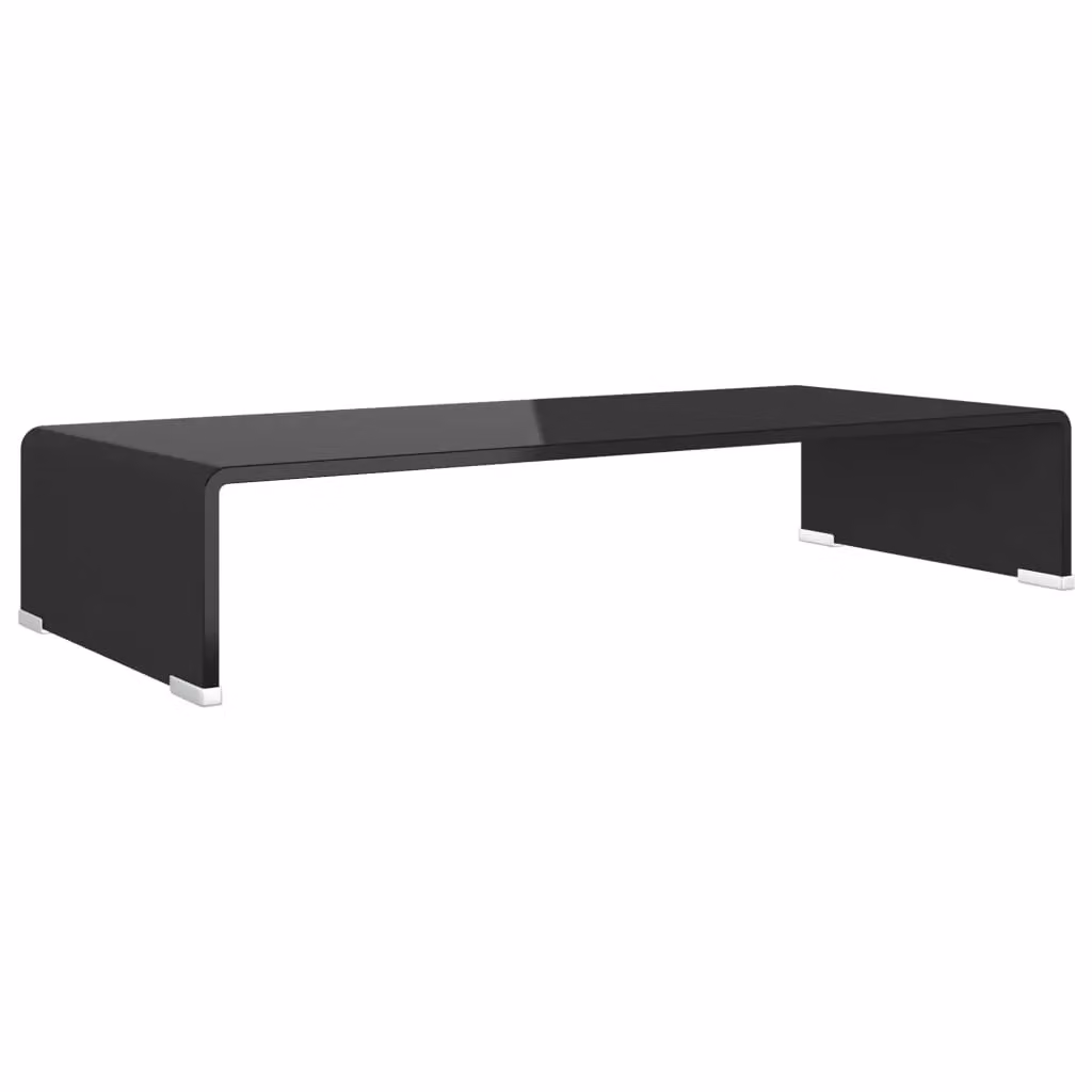 Berkfield Home Black Glass TV Stand and Monitor Riser, W/D/H: 70 x 30 x 13 cm – 2