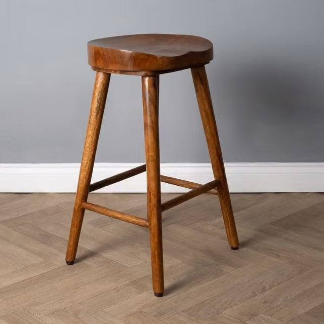 Elm Home And Garden Modern Mango Wood Kitchen Bar Stool in Brown