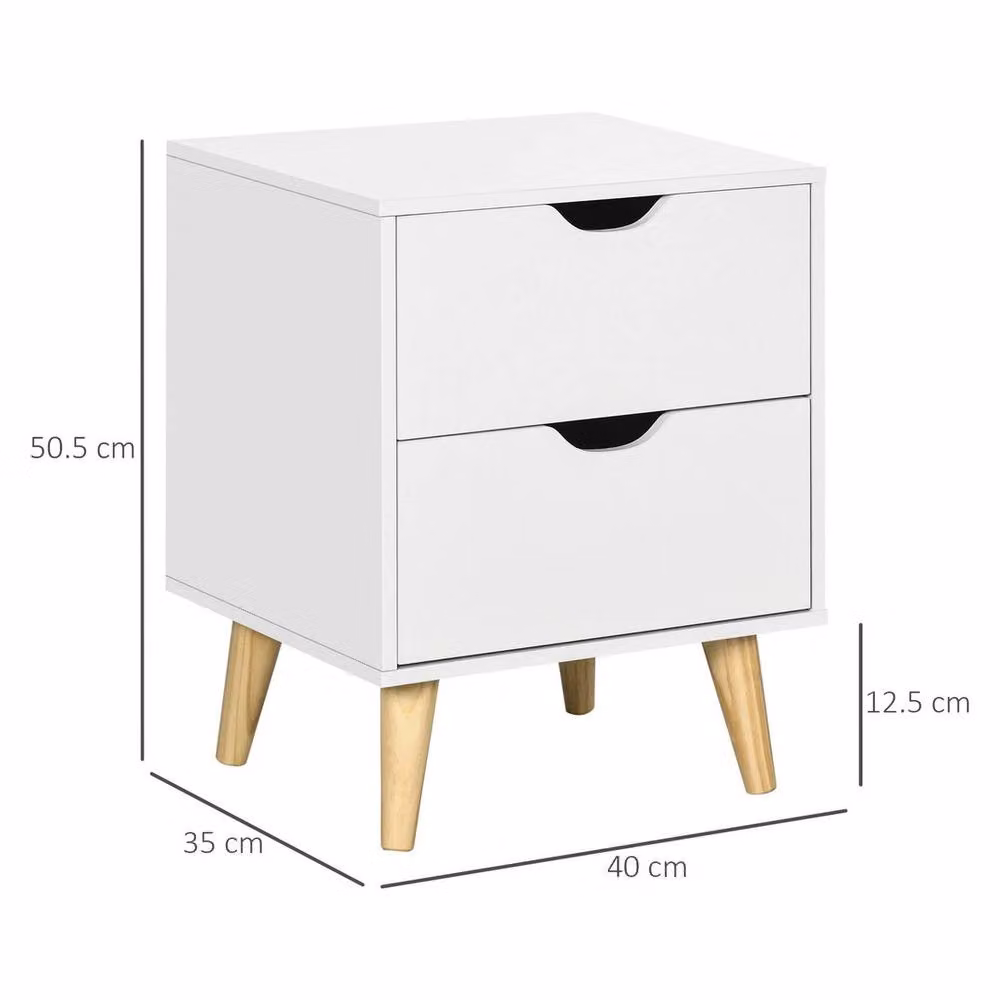 EONLION Modern White Bedside Table with 2 Drawers – 2