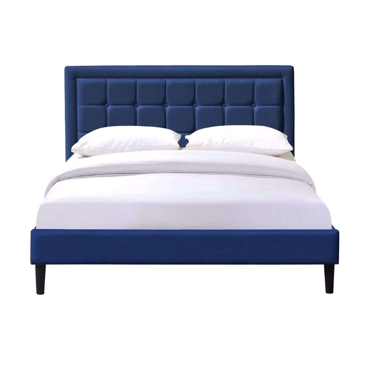 Comfy Living Ltd Upholstered Fabric Bedframe in Blue, W/D/H: 140 x 200 cm – 2