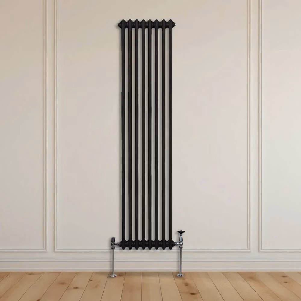 Monstershop Traditional 2 Column Steel Radiator in Black, H 180 cm x W 38 cm x D 7 cm – 7
