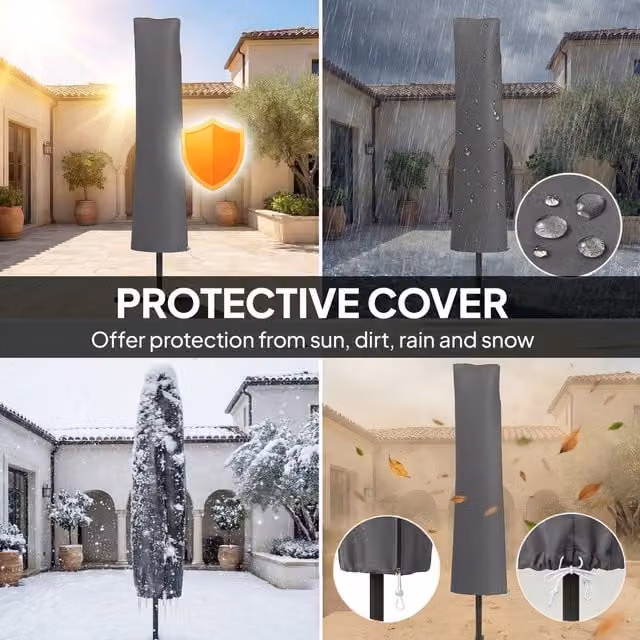 Outsunny 3 m Cantilever Offset Parasol with Cover and Wind Ropes in Khaki