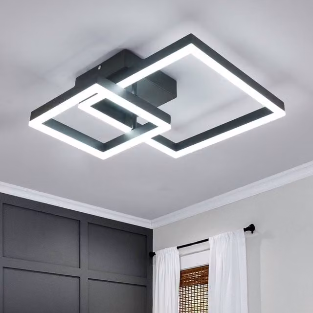 COMELY Modern Square LED Ceiling Light, 36W, 6500K Cool White, Black – 1